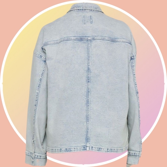 NWT Sz 1XL Plus Size Denim Utility Pocket Oversized Jacket - Picture 4 of 11